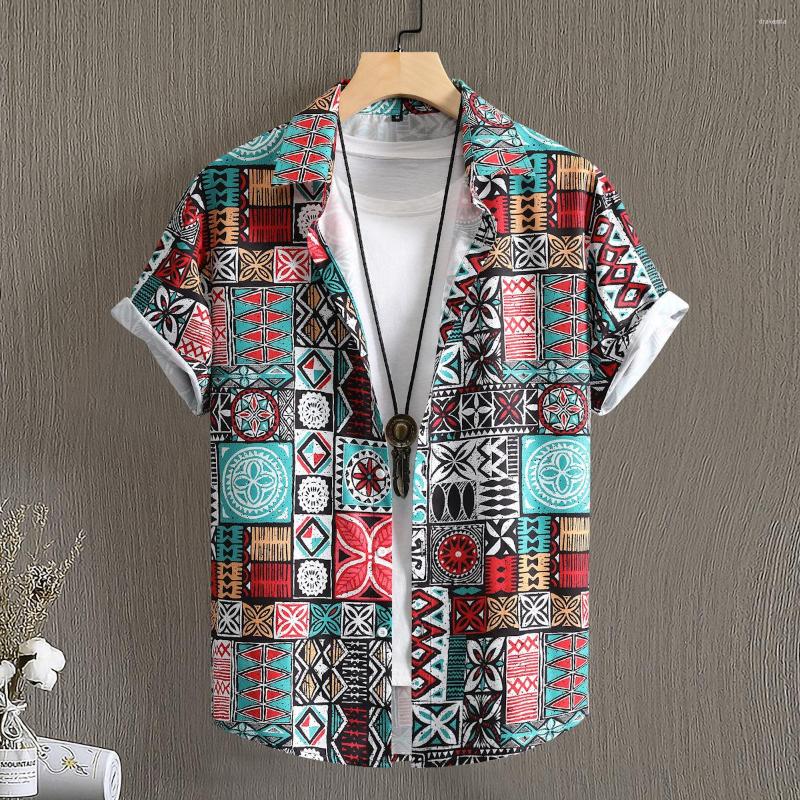 

Men' Casual Shirts Hawaiian Summer Beach Tropical Floral Men Tops Short Sleeve Button Shirt Chemise Loose Vacation Clothes, Zsy052