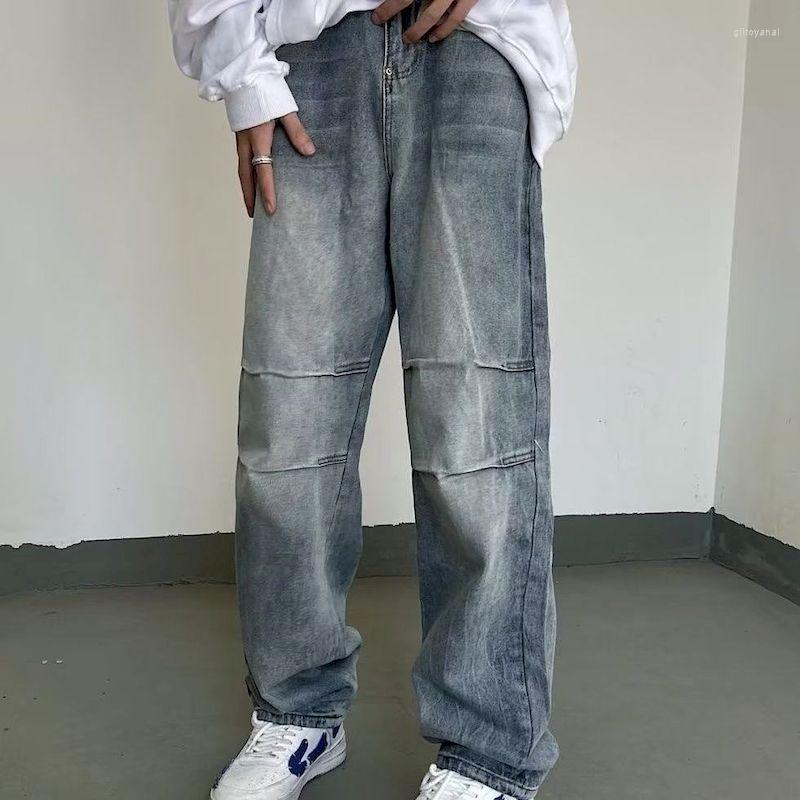 

Men' Jeans Foufurieux Men Wide Leg Hip Hop Casual Straight Baggy Denim Pants Streetwear Skateboard Pant Neutral Trousers Oversize, Blue