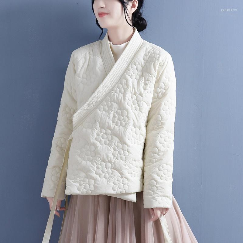 

Ethnic Clothing Chinese Cheongsam Tops Winter Parkas Coats Hanfu Floral Warm Retro Jacket Oriental Style Women KK4267