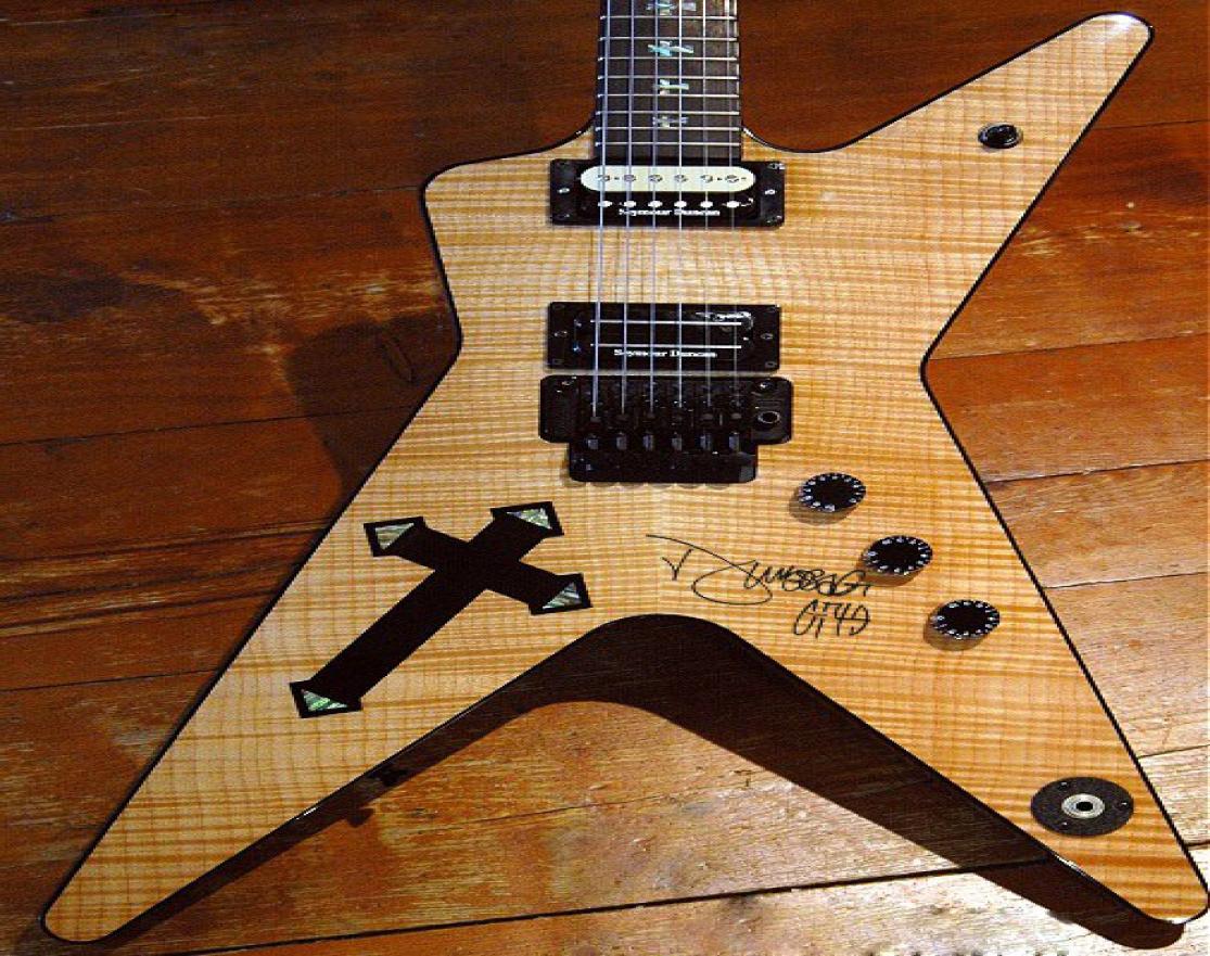 

Custom Dimebag Darrell Wash Electric Guitar Abalone Stickers Southern Cross Inlay Body Black Hardware Custom Made Signature Guit8177406