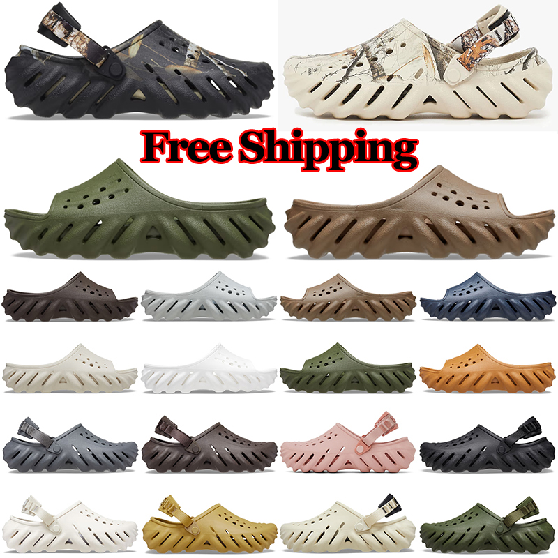 

Crocss Designer Sandals Echo Clog Slide Slippers Men Women Sneakers Beach Clogs Outdoor Shoes Triple White Brown Navy Blue Olive, Item #1