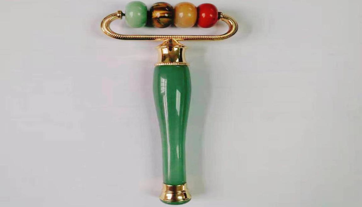 

Luxury Jade Roller Facial Massager Gold Plating Original Natural Rose Quartz Rollers Massage For Face Body Neck Health Relaxing Fi7757115