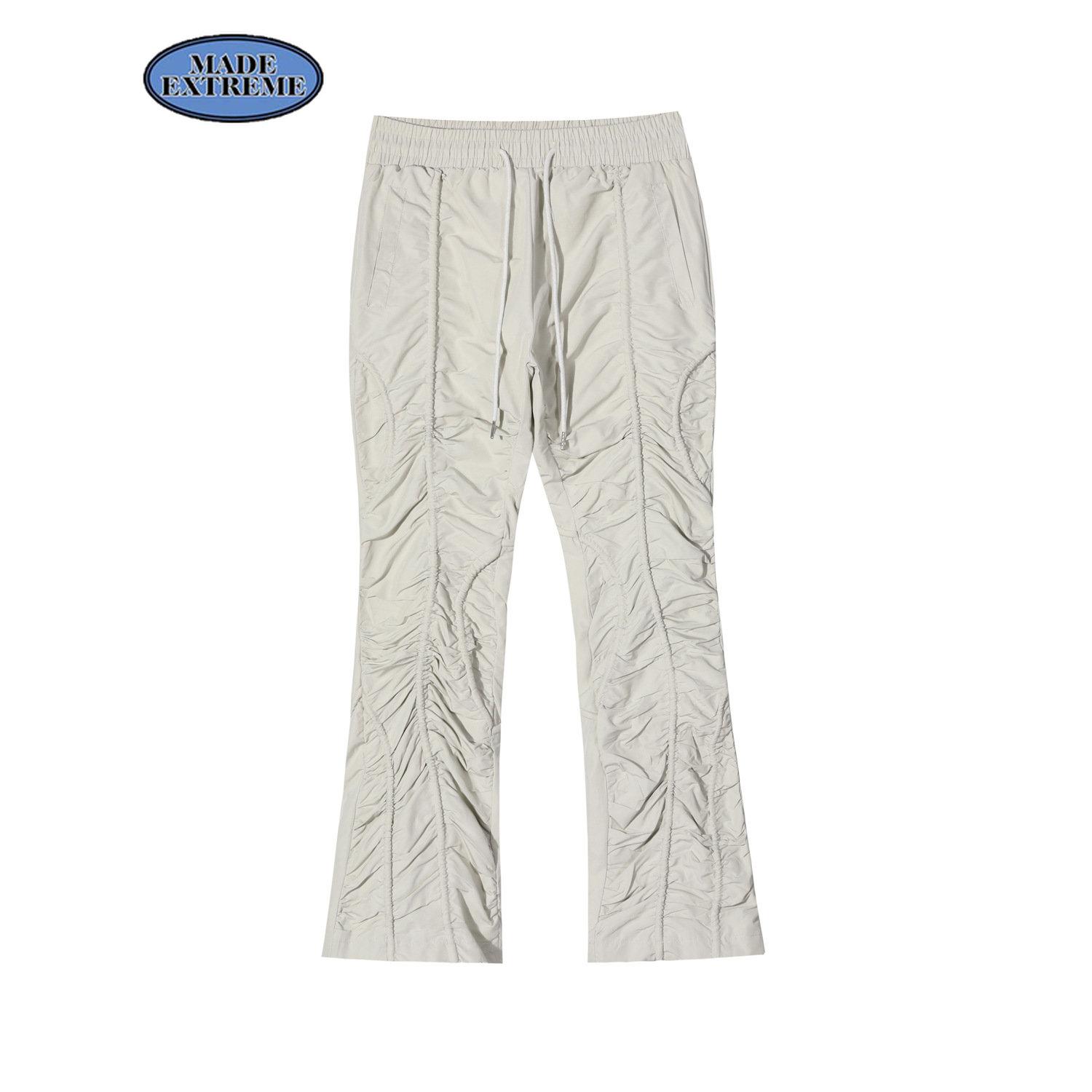 

Pants Made Extreme Pleated Tactical Pants Hip Hop Cargo Pants Men Clothing Streetwear Men Flare Pants Y2k Men Designer Clothes, Gray