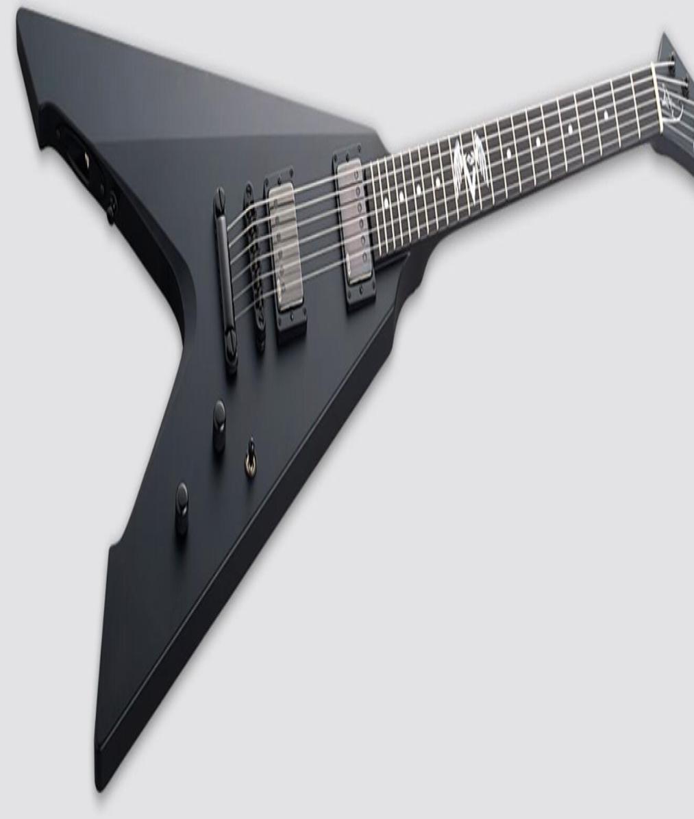 

LTD Metallic James Hetfield Vulture Matte Black Flying V Electric Guitar Satin Finished Active EMG Pickups 9V Battery Box Black 3429272