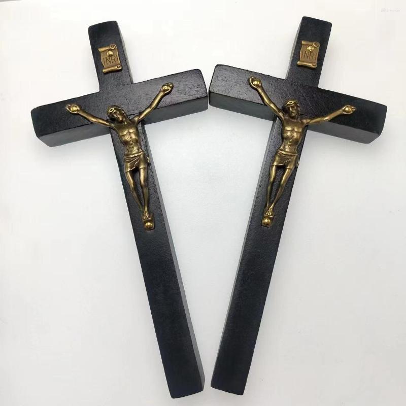 

Charms 6.3 14.4cm Handmade Wooden Crucifix Christ Suffering Image Prayer Hand Holding Cross Pendant