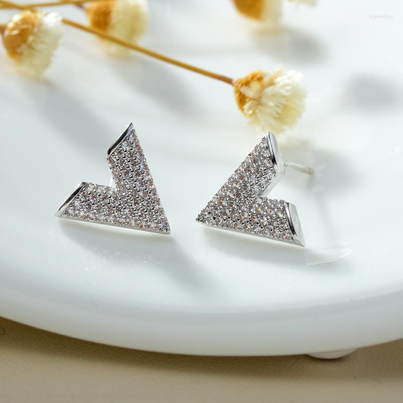 

Stud Earrings Copper Cubic Zirconia Exquisite Initial Letter V Women Fashion Cute For Girls Simple Elegant Woman