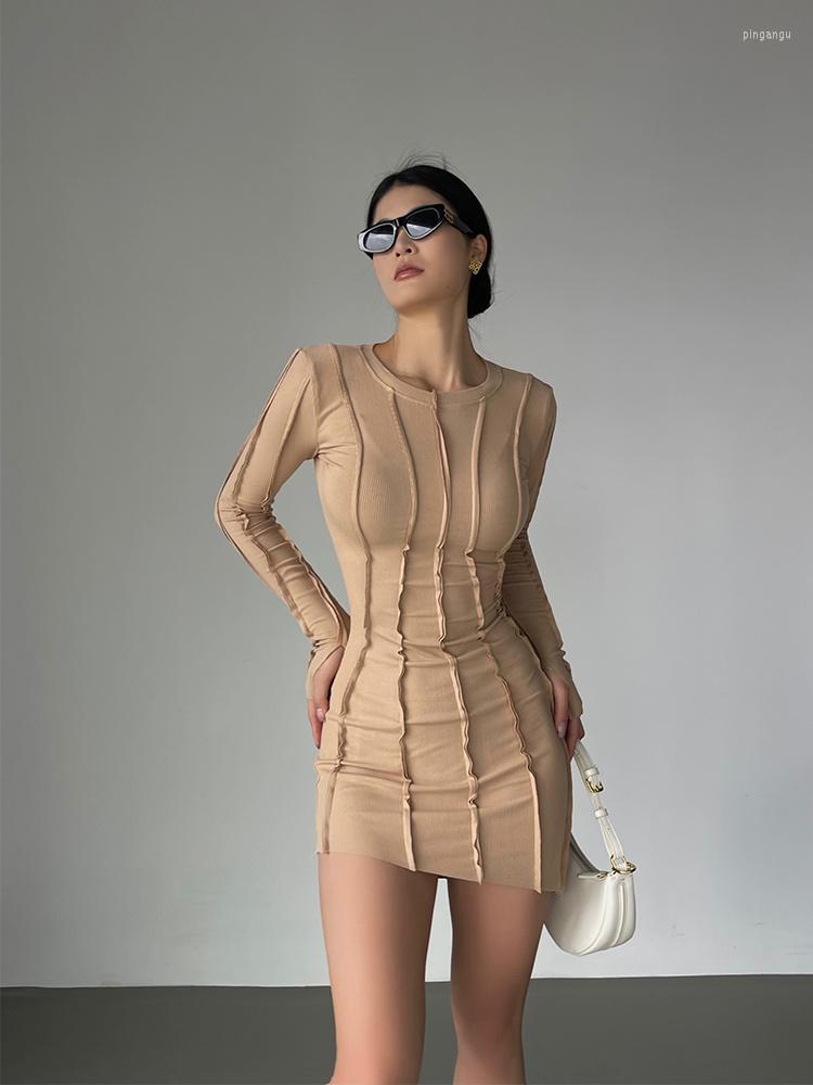 

Casual Dresses WOMENGAGA Long Sleeved Irregular Oblique Bottom Mini Dress For Women Spring High Waist Slim Short Fashion H8XT, Black