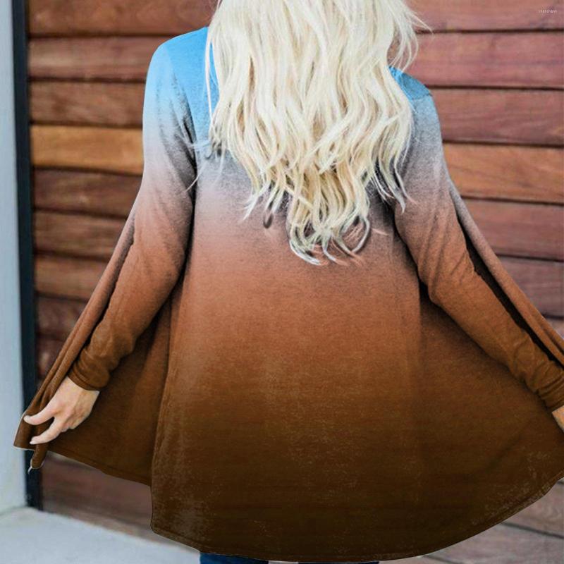 

Women' Knits Tie-Dye 3D Print Cardigan Women Autumn Casual Open Stitch Ladies Elegant Sweater Coat Blouse Clothes, Army green