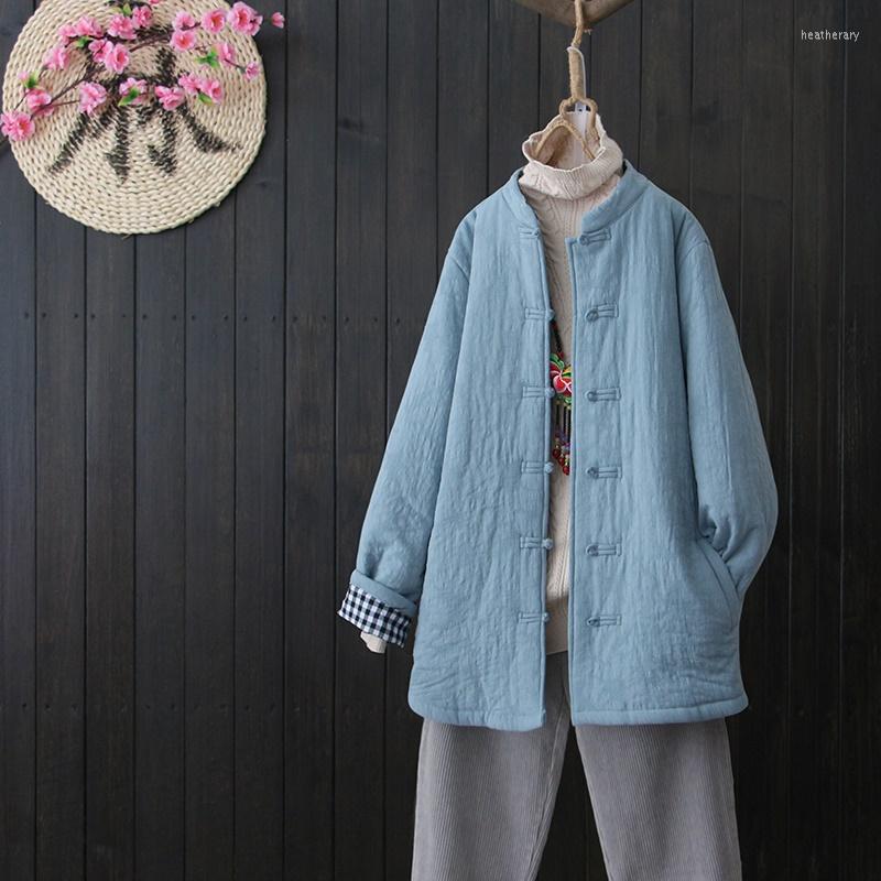 

Ethnic Clothing Cotton Padded Chinese Style Women Winter Coat Vintage Thick Warm Jacket Casual Outwear Ladies Tops KK4202