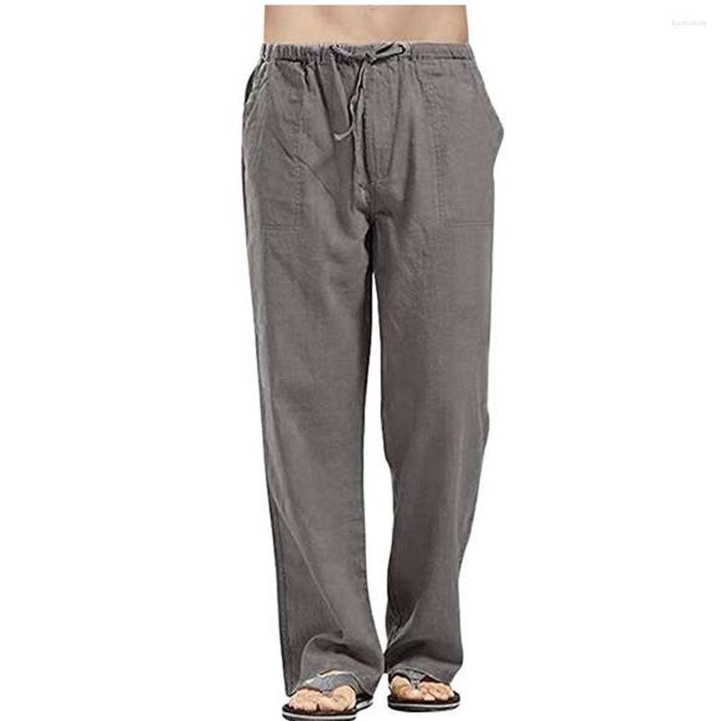 

Men' Pants Men' Cotton Linen 2023 Male Autumn Breathable Fashion Solid Color Trousers Fitness Streetwear, Coffee