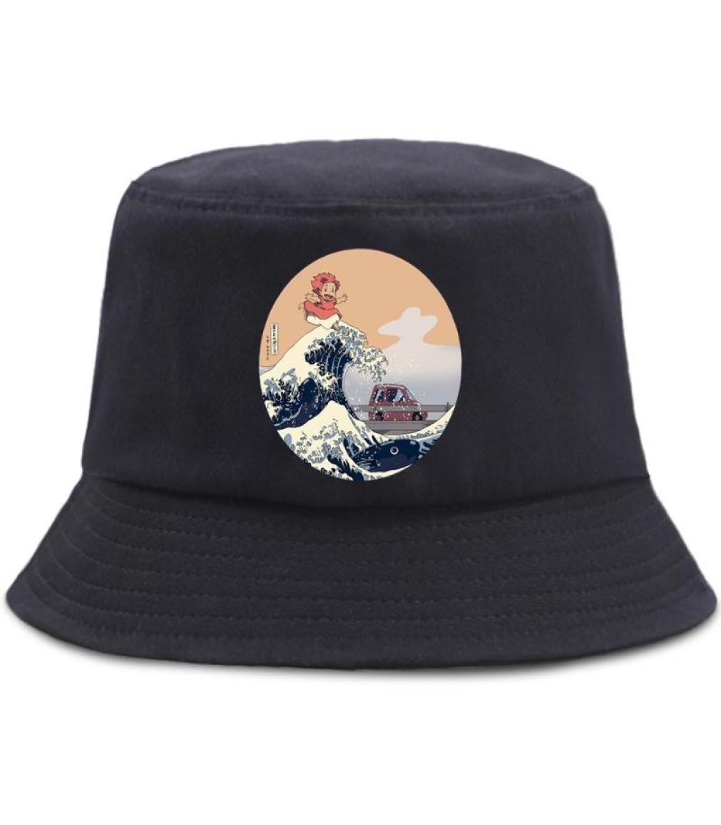 

Ponyo Japan Anime Cute Bat Sun Hat Women Men Casual Fisherman Caps Fashion Cotton Bucket Hats Outdoor Shade Fishing Cap Wide Brim1021713, Black