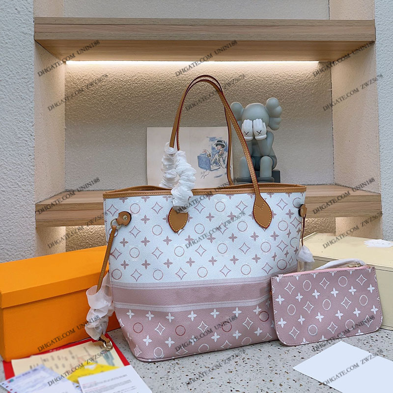 

23SS Women Bucket Shoulder Bag Leather Shopping Bags Handbag Luxurys Designers Tote Shouder Cross body Bag with coin Bag Purse Pouch 32cm, Pink
