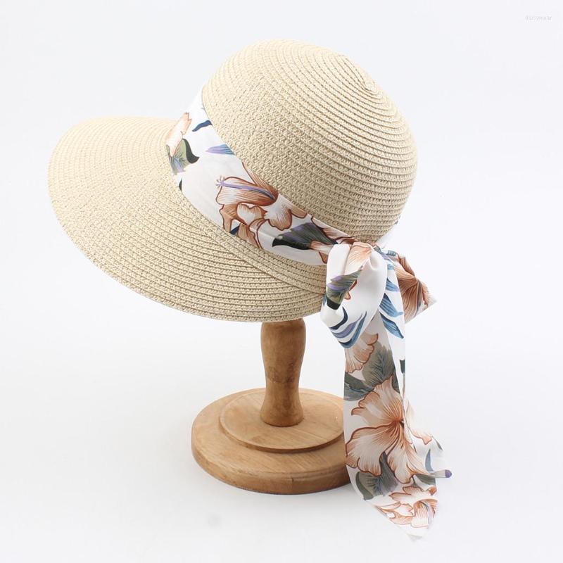 

Wide Brim Hats Summer Sun Hat Fashion Big Bowknot Decoration Cap Women's Outdoor Travel Beach Straw Foldable Roll Up Floppy Caps