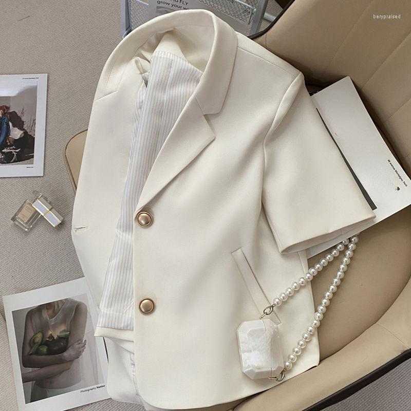 

Women' Suits Short Sleeved Suit Jacket For Women' 2023 Summer Blazer Mujer Women Clothing Office Lady Crop Femme, Beige