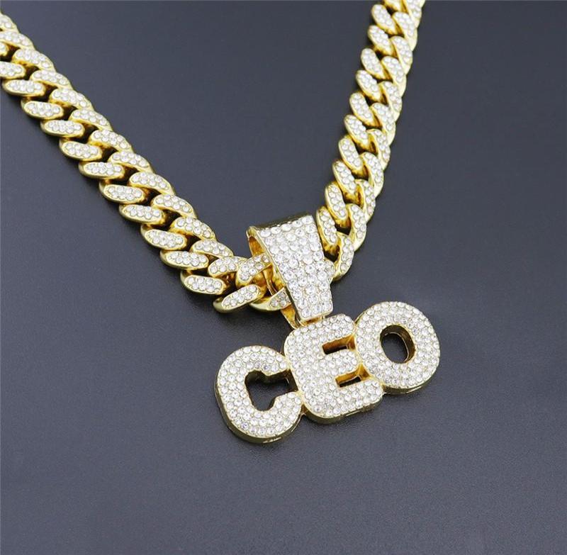 

Hip Hop Letter CEO Pendant Necklaces For Women Men Cubic Zircon Miami Cuban Chain Necklaces For Party Crystal Jewelry Gift4426087