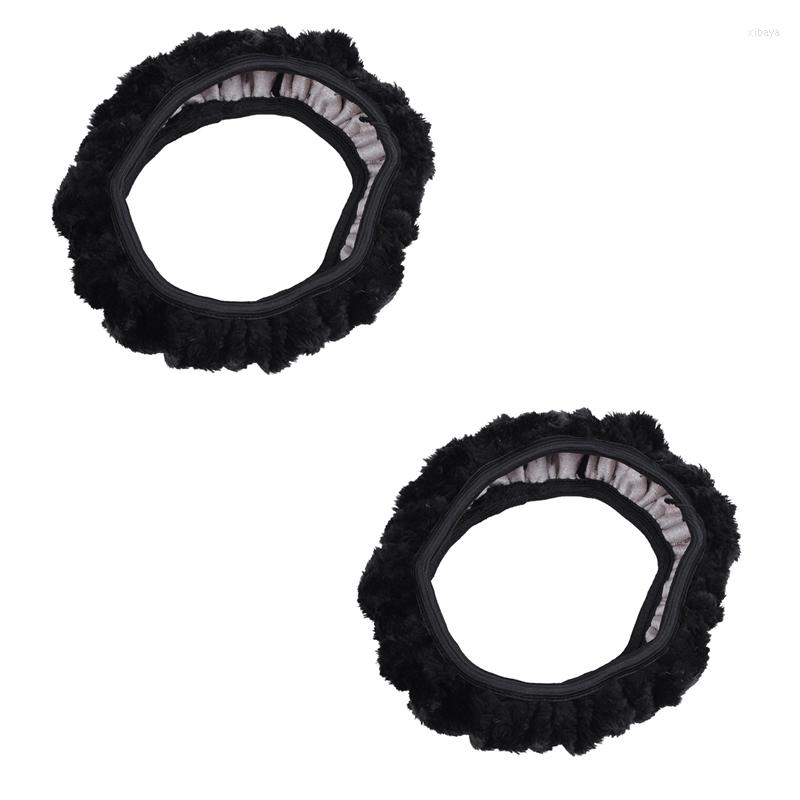 

Steering Wheel Covers 2X Car Antislip Plush Stretchy Shield Case Cover Black