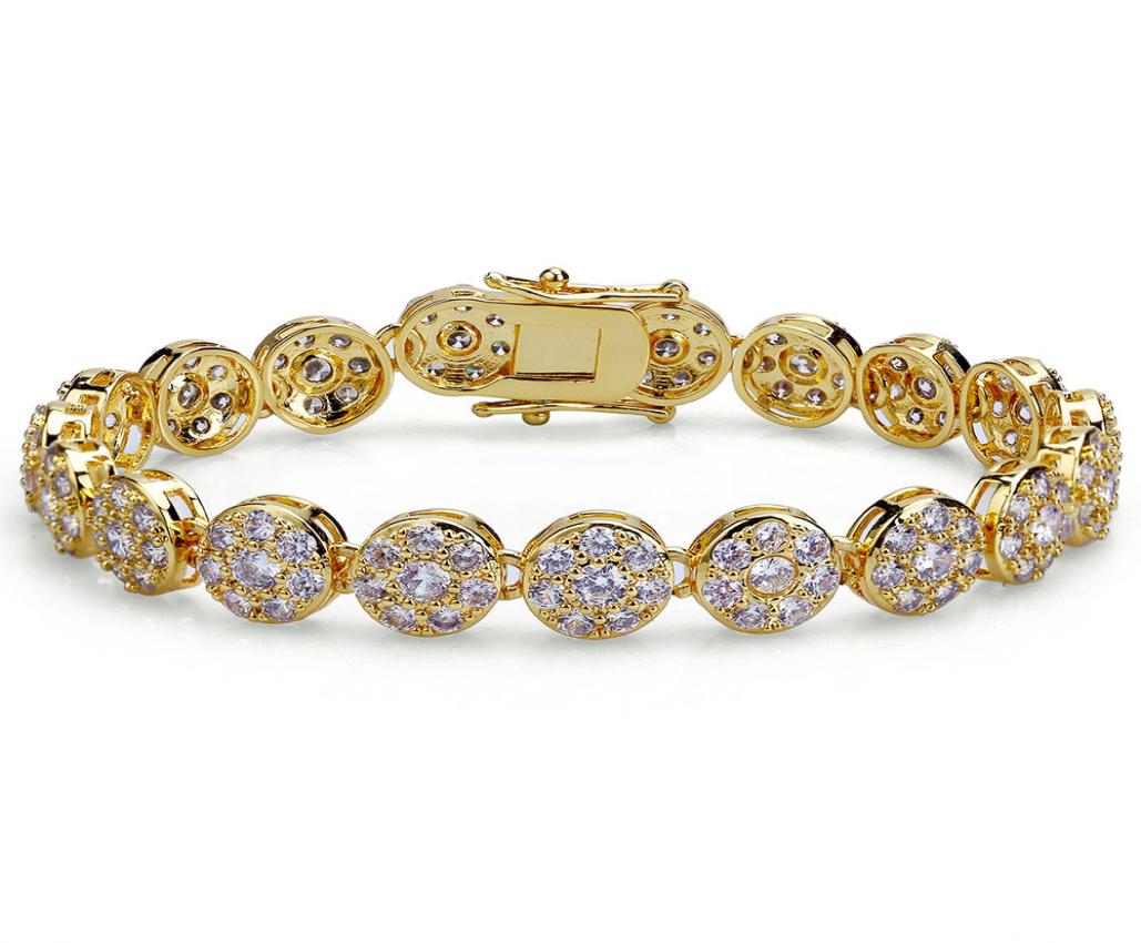 

Zircon Mei Petal Round Gold Bracelet Hip Hop Bracelet Europe and America5818206