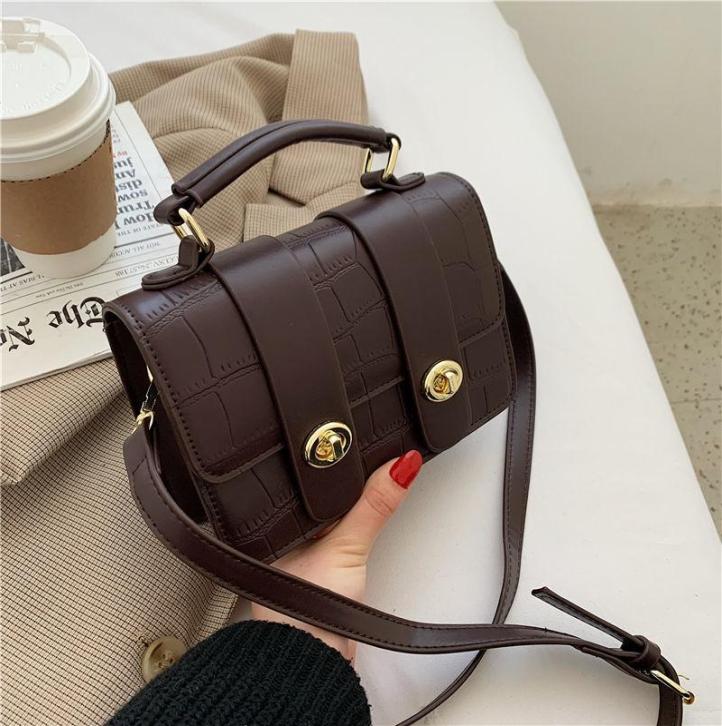 

Evening Bags Shoulder Bag Women Crossbody For Handbag Fashion Casual Allmatch PU Leather Retro Stone Pattern Mini Luxury9022393, Black