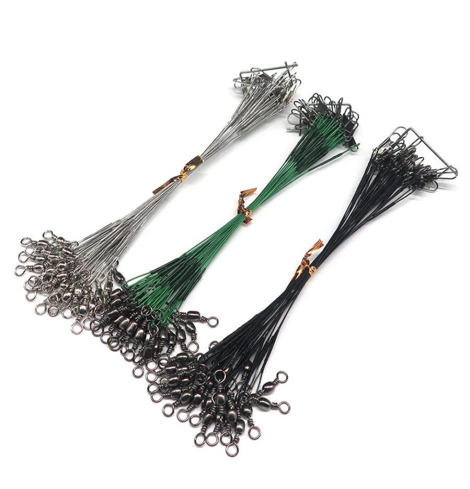 

24PCSlot Fishing Lure Trace Wire Leader line Swivel Tackle Spinner Shark Spinning with 15CM 23CM 30CM1767145