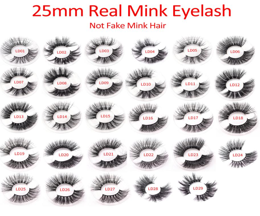 

ELR002 Whole 25mm 3D reaL Mink hair Eyelashes 5D super long Mink Lashes Packing In Tray accept Logo print shipment8808478