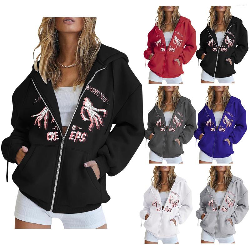 

Women' Hoodies Womens Zip Hoodie Sweatshirt Gothic Jacket With Pockets Light Sleeve Oversized Plain, Grey