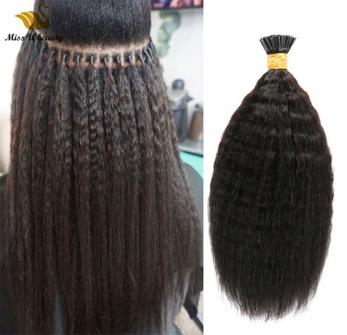

I Tip Prebonded Hair Natural Black Color Remy Virgin Kinky Straight HairExtensions Fluffy HumanHair Bundles 100g3383264