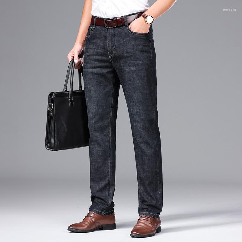 

Men's Jeans 2023 Spring Men's Stretch Cotton Business Casual Middle-Aged Straight Trousers Pants, 8287b dark blue