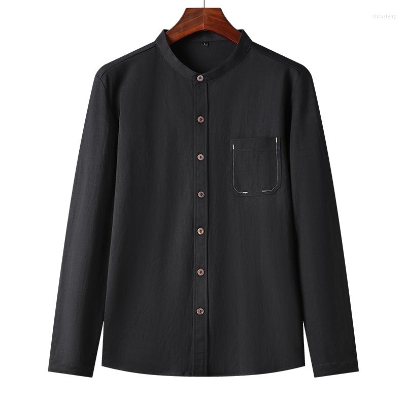 

Men's Casual Shirts Classic Slim Fit Long Sleeve Men's Shirt Pure Color Business Fashion High-quality End Spring Autumn O Neck Pocket, Black