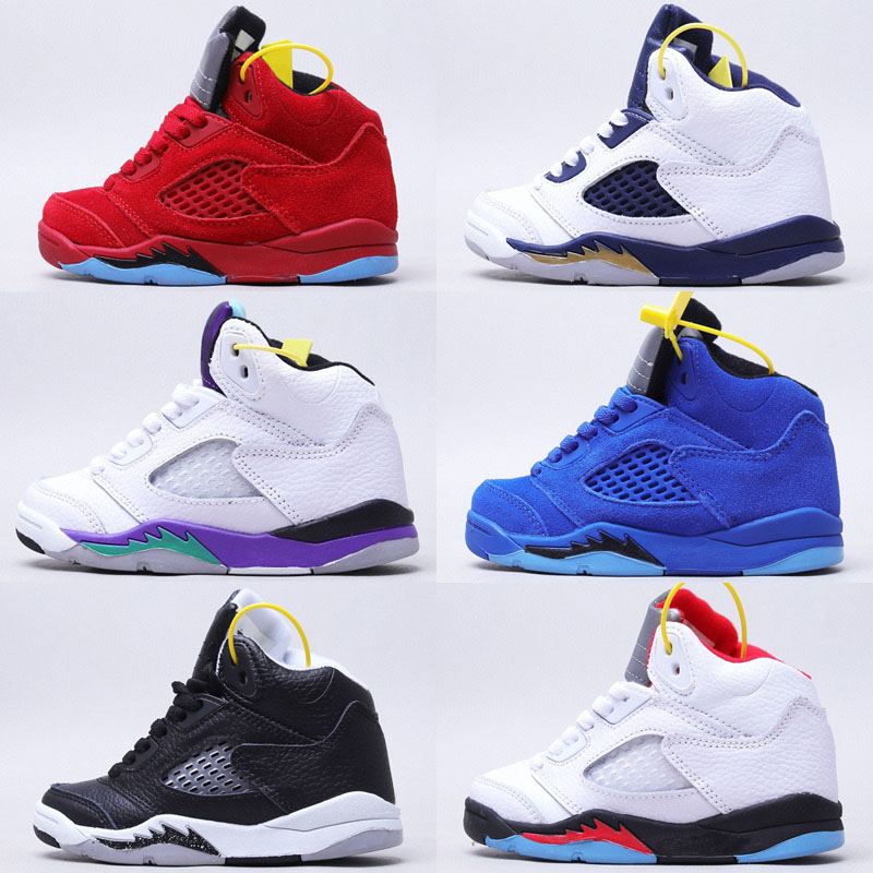 

2023 Infant 5 11 Kids Basketball Shoes For Boys Girls Jumpman 11s 5s Bred Cool Grey Flint Sports Snekeakers Designer Blue Red Suede Toddler Trainers Shoe Size 25-35, As photo 4