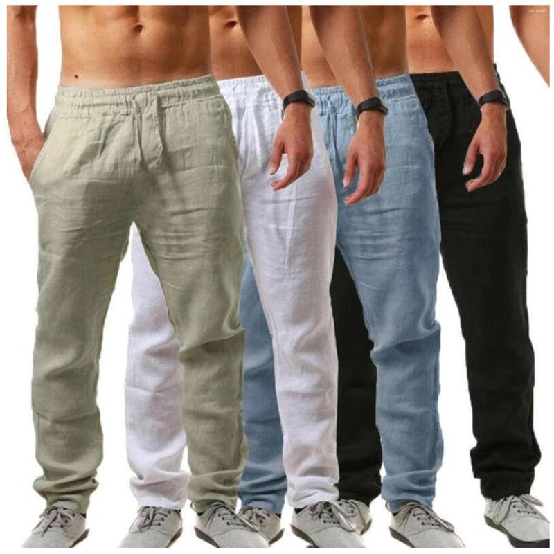 

Men's Pants 2023 Men's Cotton Linen Male Summer Breathable Solid Color Trousers Fitness Streetwear S-3XL, White