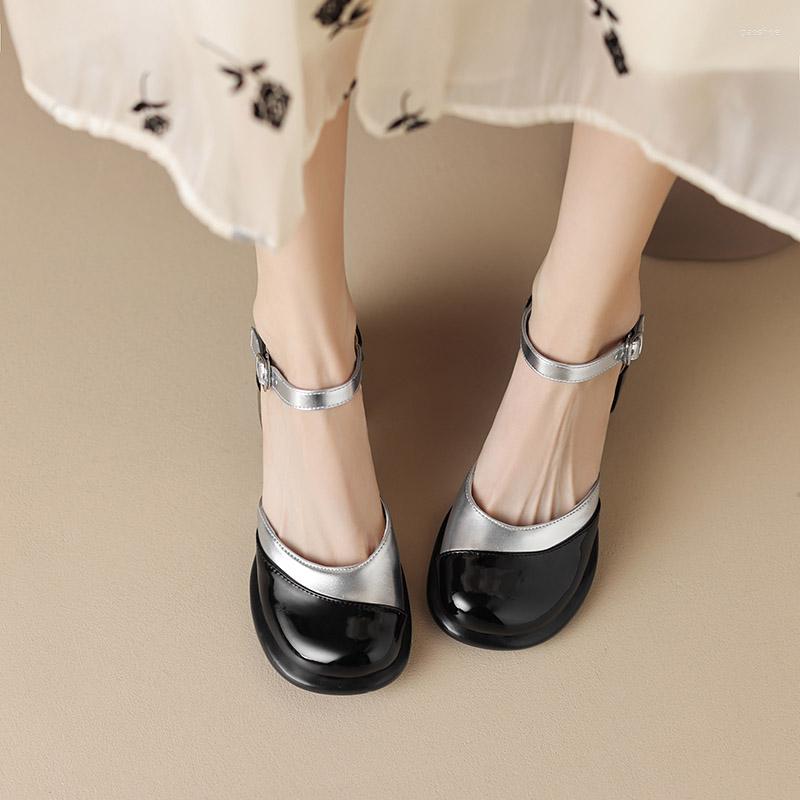 

Dress Shoes Phoentin Mixed Colors Shoe For Women Mary Jane Middle Heel Round Toe Ankle Strap Ladies Pumps 2023 FT2513, Gold