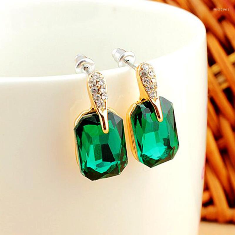 

Stud Earrings Pretty 15x20mm Rectangle Crystal Fashion Metal Jewelry 1 Pair Wk51