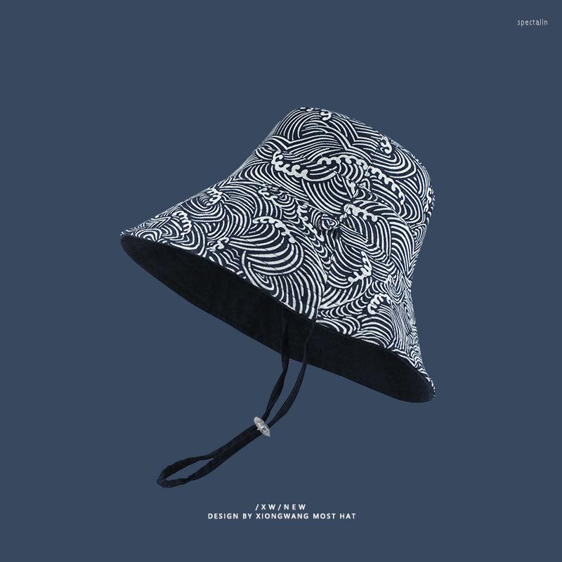 

Berets Japanese Yamamoto Style Big Brim Sun Bucket Hat Personalized Men Women Face Sunscreen Double-sided Basin Fisherman