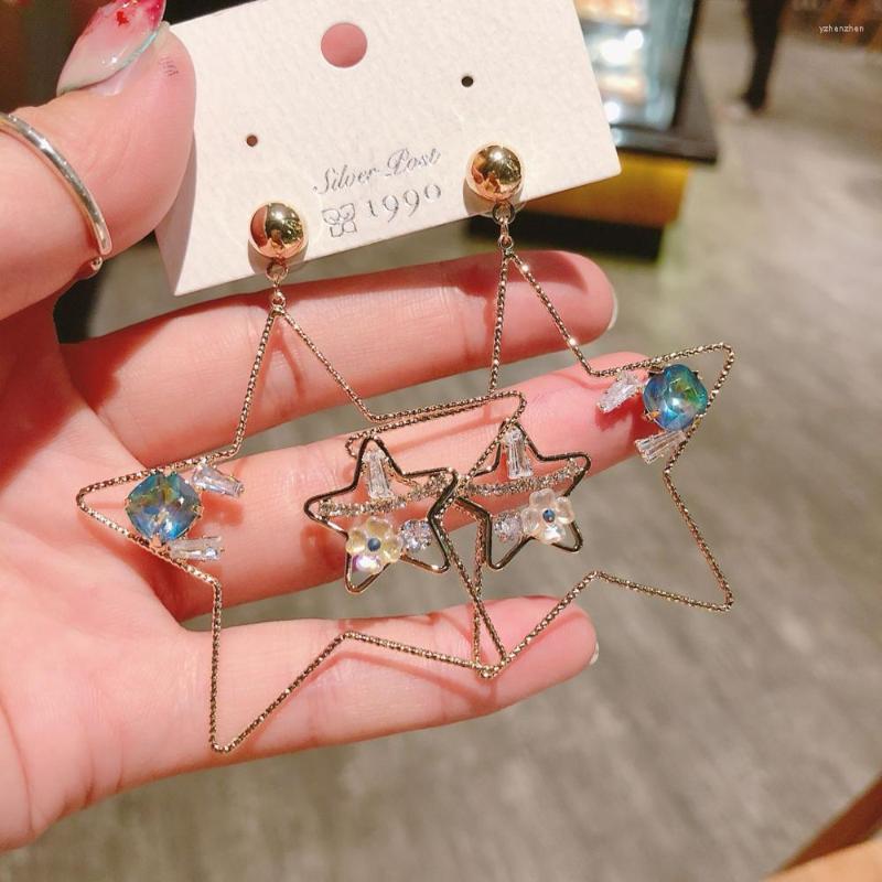 

Dangle Earrings Arrivals Fashion Brincos Bijoux Pentagram Star Metal Crystal Long Statement For Wome Jewelry