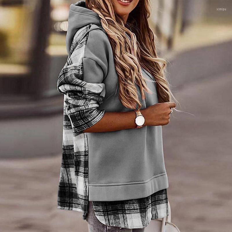 

Women's Hoodies Women Winter Autumn Long Sleeve Streetwear Lady Fashion Pullovers 3 Color Tops Elegant Casual Plaid Hoodie Sweatshirt S-3XL, Gray