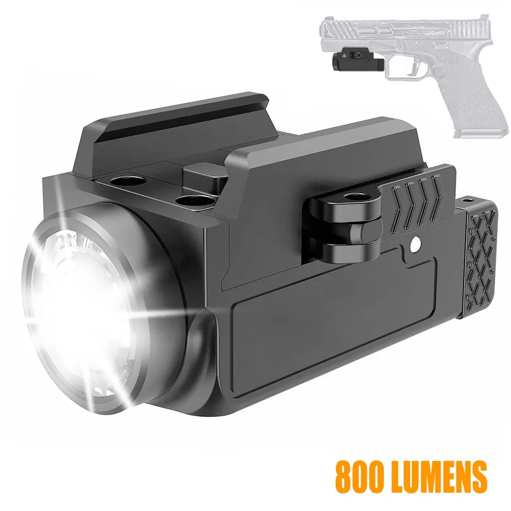 

800 Lumen Mini Pistol Light Tactical LED Light Compact USB Rechargeable Quick Release Gun Flashlight for 1913/GL Rail, Customize