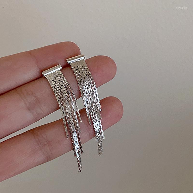 

Stud Earrings Fashion Statement Earring Long Silver Color Bling Tassel For Women Female Wedding Daily Pendant Jewelry Gifts