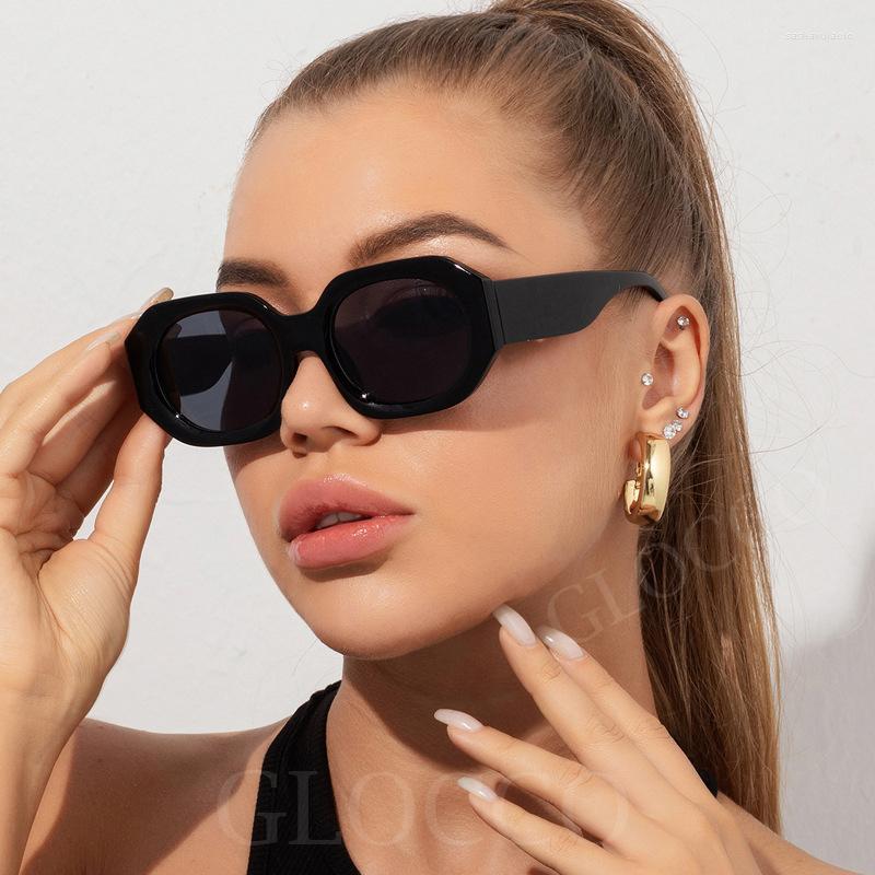

Sunglasses Polygon Black Vintage Brand Designer Square Sun Glasses For Women Travel Small Frame Female Eyewear Anti-Glare