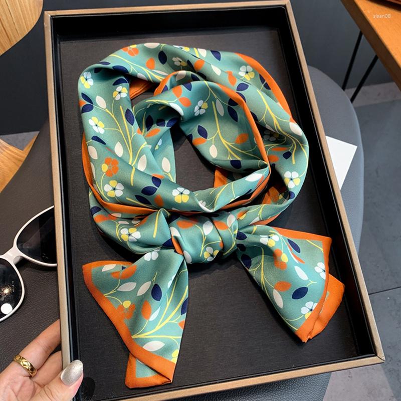 

Scarves 2023 Floral Print Silk Skinny Scarf Women Fashion Hair Bands Headband Neck Tie Foulard Female Wrist Wrap Neckerchief Bandana