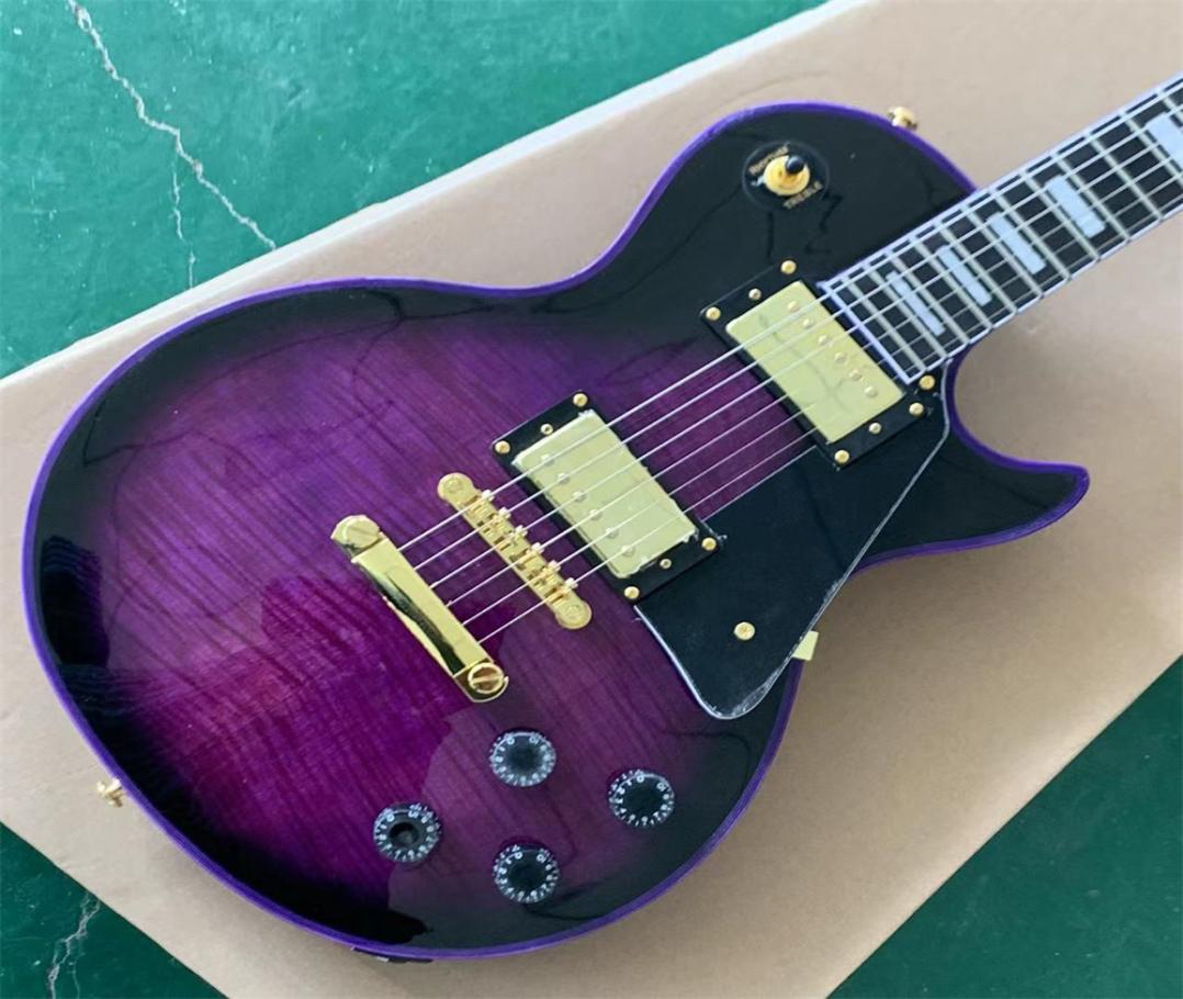 

In stock Custom LP Purple Maple Veneer Electric Guitar Gold Accessories 6 string electric guitar ebony fingerboard guitars guitarr8361053