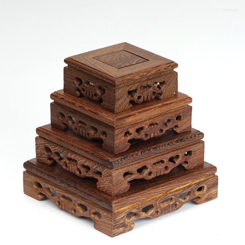 

Jewelry Pouches Wood Base Rredwood Pedestal Vase Pot Plant Stand Collection Display Traditional China Home Decoration Garden