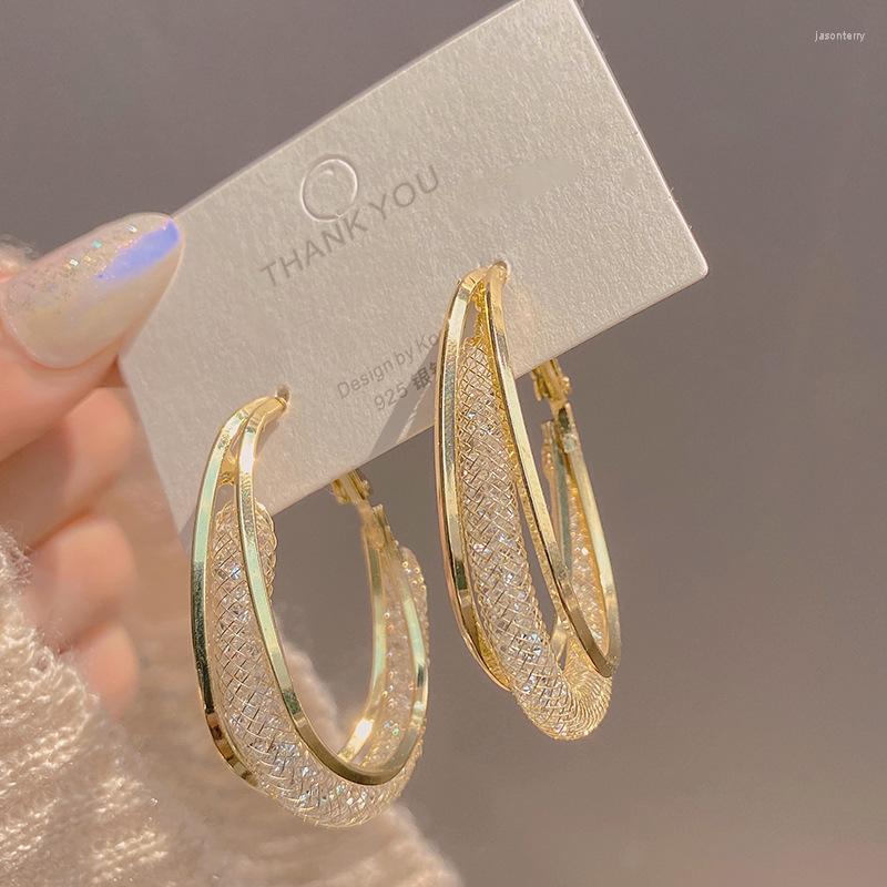 

Hoop Earrings Temperament Big Ear Ring 2023 Trendy Exaggerated Round Face Slimming High Sense Female Sterling Silver Needle