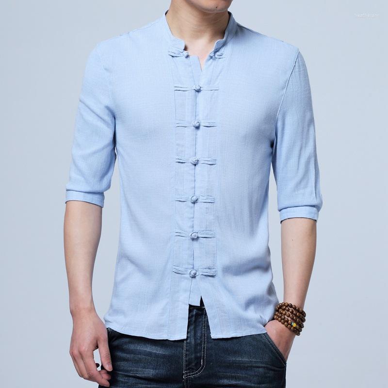 

Ethnic Clothing Tradictional Chinese For Men Tai Chi Tang Suit Style Tops Half Sleeve Cotton Linen Shirts