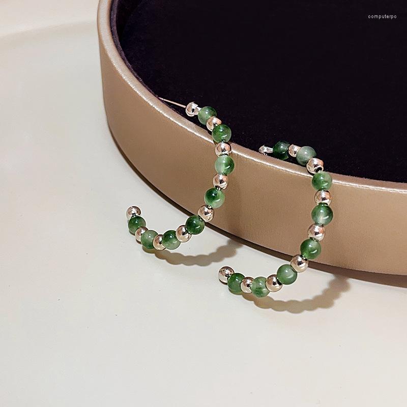 

Hoop Earrings Half Exaggerated Beaded C-Shape Ear Jewelry Accessories