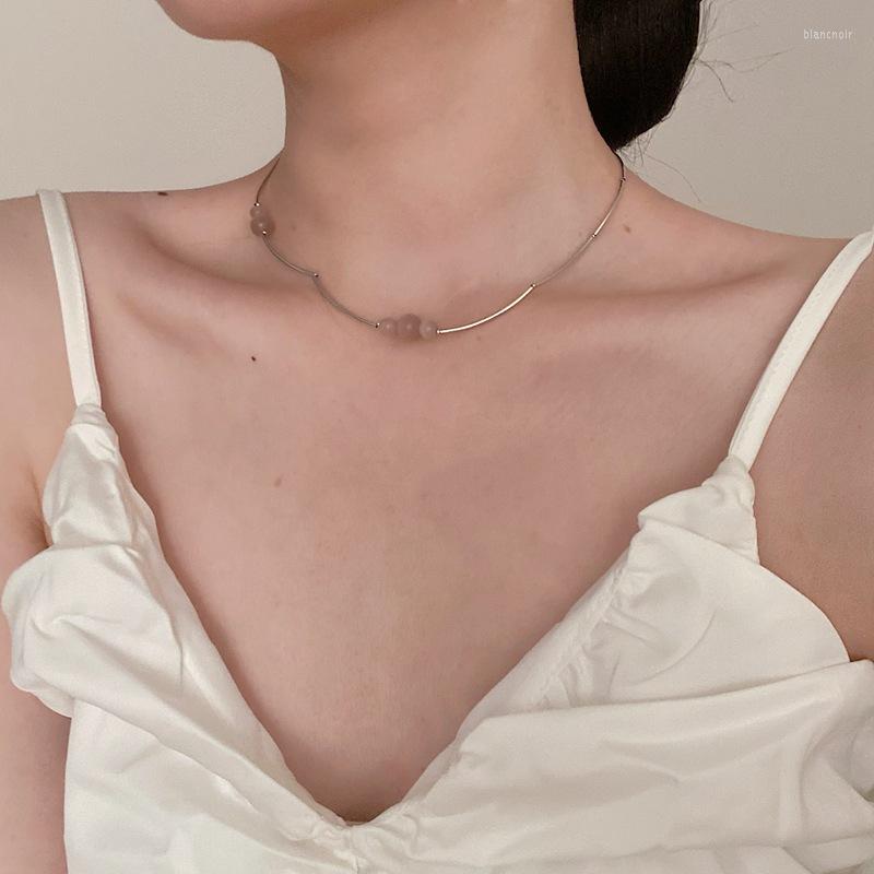 

Choker Metal Necklace Korean Natural Simple Purple Opal Female Temperament Luxury Collar Design Clavicle Chain Women Jewelry