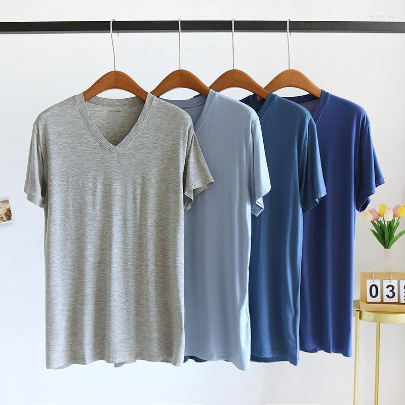 

Men's Sleepwear Men Large Elastic Modal Short-Sleeved Round Neck Summer Thin Undershirt Pajamas Casual Simple Loose Size V-neck Bottoming, V-neck4