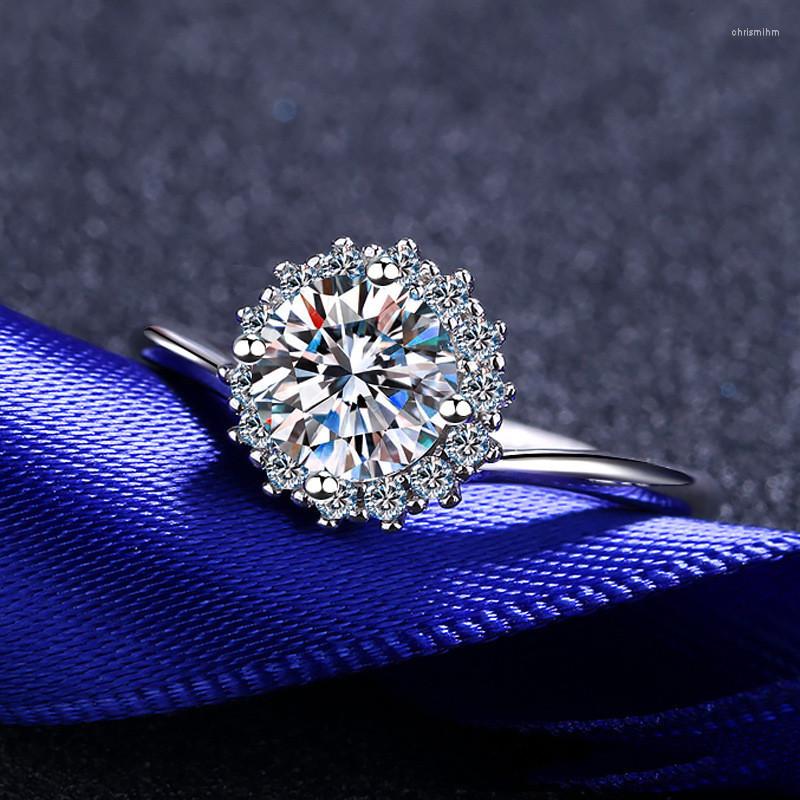 

Cluster Rings Silver 1 Excellent Cut Diamond Test Passed D Color VVS1 Snowflake Moissanite Ring 925 Party Jewelry Birthday Gift