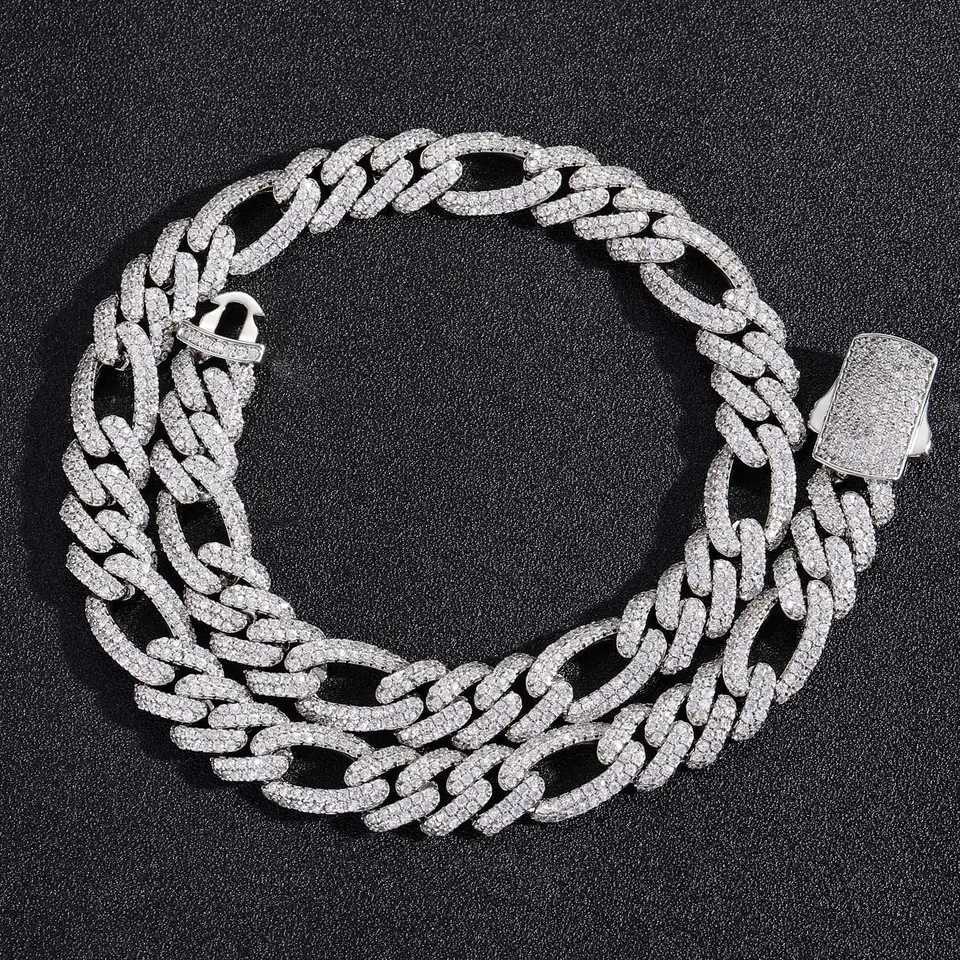 

12mm Hip Hop 925 Sterling Silver Vvs Moissanite Diamond Iced Out Miami Cuban Link Chain Necklace for Men