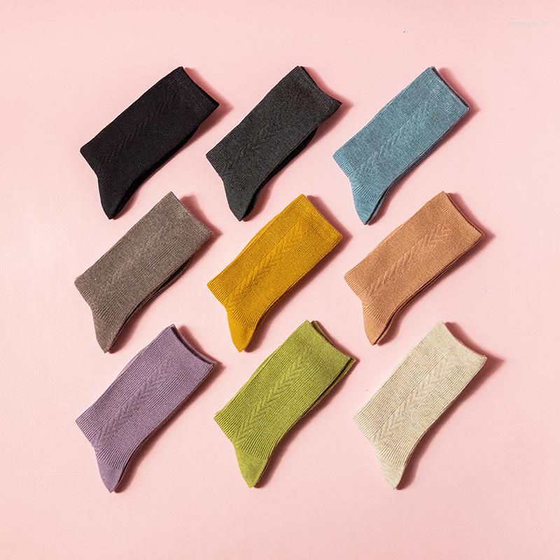 

Women Socks Spring And Autumn Women's Fashion Casual Pure Color Simple Tube Cashmere To Keep Warm Breathable, Black