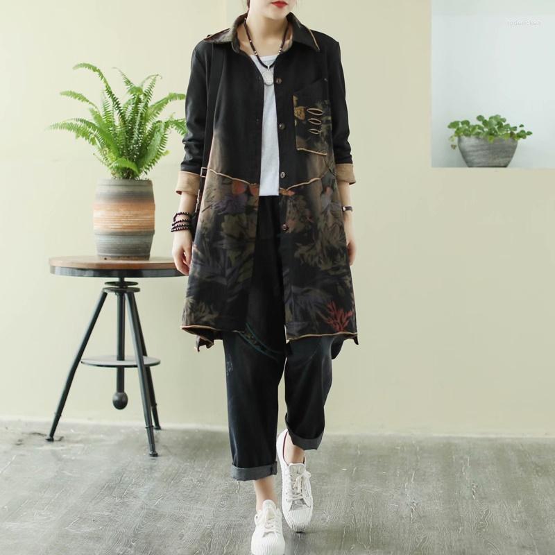 

Ethnic Clothing Chinese Style Women Clothes 2023 Spring Retro Vintage Long Shirts Loose Casual Patchwork Blouse And Top 11621